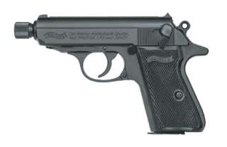 32 ACP DA/SA handgun for concealed carry, black.